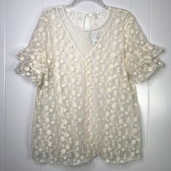 Maurices Tops - Maurice’s l offwhite lace over shirt XL